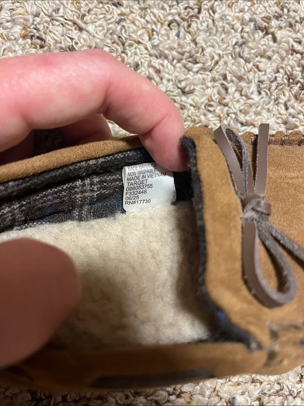 Target Kids Brown Suede Moccasin Slippers with Bow